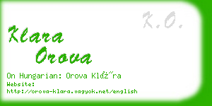 klara orova business card